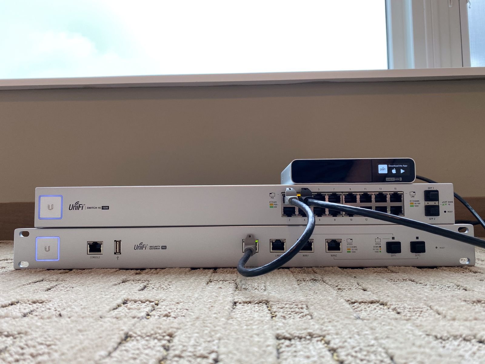 UniFi security gateway and network switches